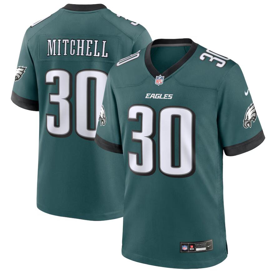 Men Nike Philadelphia Eagles 30 Quinyon Mitchell Midnight Green 2024 NFL Draft First Round Pick Player Game Jersey